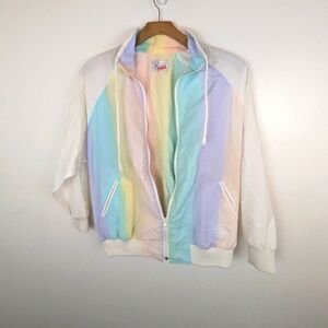 VTG Bay Club Active Windbreaker Jacket in Rainbow, Sz S
